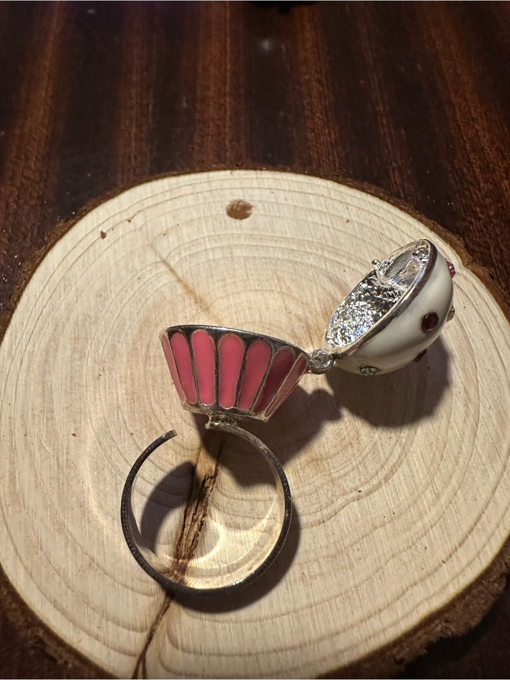 Pink Cupcake Ring Opens Magnetic Closure Adjustable